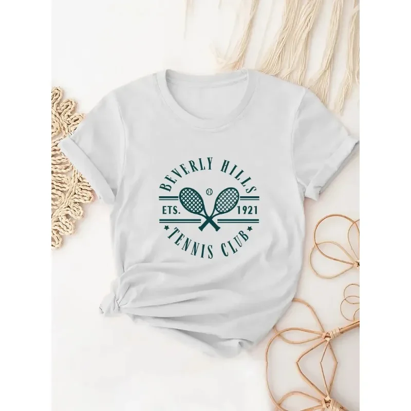 Badminton Aesthetic - Badminton Racket Printed T-shirt Short Sleeved